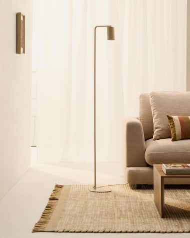 Manie metal floor lamp with beige textured finish