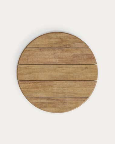 Tavolo rotondo da esterno Esilda con piano in acacia 100% FSC Ø 80 cm e base in acciaio verde Ø 55 x 72 cm