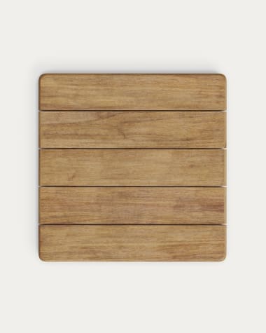 Tavolo alto da esterno Esilda con piano in acacia FSC 100% 80 x 80 cm e base in acciaio verde Ø 55 x 96 cm