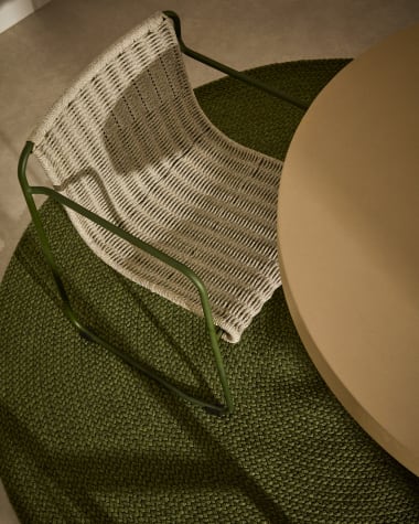 Maurina chair in green galvanised steel and ecru and grey rope cord