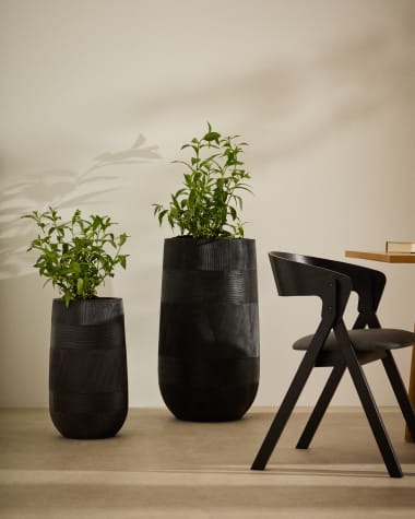 Set of 2 Tival black cement-effect planters Ø 45cm