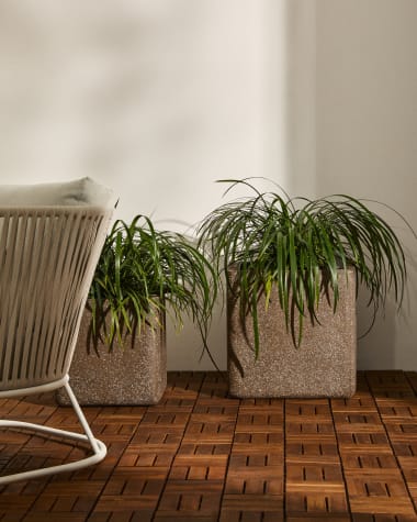 Set of 2 Minoa planters with brown stone effect 44 x 44 cm