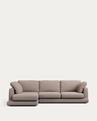 Gala 4-seater sofa with left chaise longue taupe, 300 cm