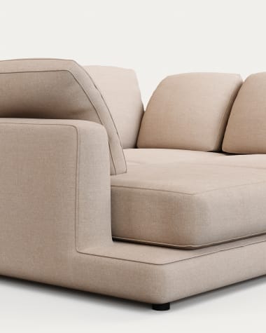 Gala 3-seater sofa with double chaise longue beige, 210cm