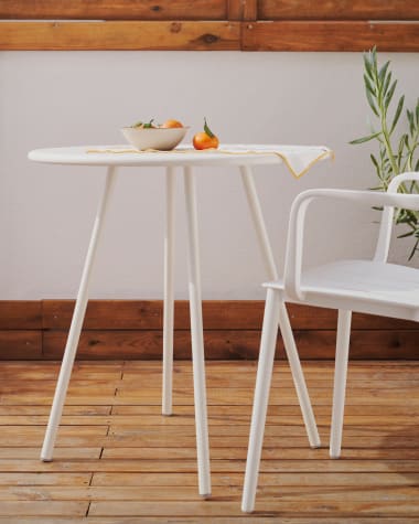 Table ronde de jardin Montjoi en acier finition blanche Ø 70 cm