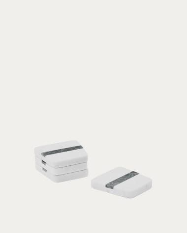 Set Nira de 4 posavasos de mármol blanco y verde