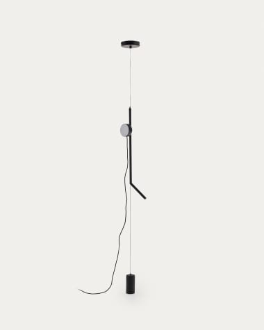 Orey black metal lamp stand with multi-position spotlight and UK adaptor