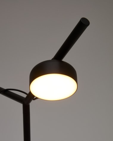 Orey black metal table lamp with multi-position spotlight and UK adaptor