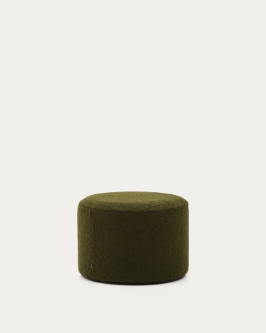 Poggiapiedi sfoderabile Kaeli in tessuto bouclé verde Ø 60 cm