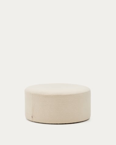 Kaeli footrest with removable cover in ecru bouclé Ø 90 cm
