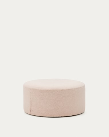 Kaeli footrest with removable cover in pink bouclé Ø 90 cm