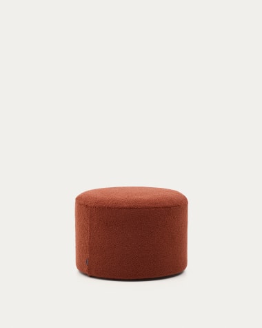 Poggiapiedi sfoderabile Kaeli in tessuto bouclé terracotta Ø 60 cm