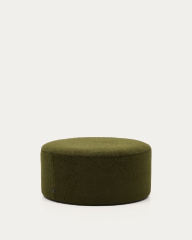 Poggiapiedi sfoderabile Kaeli in tessuto bouclé verde Ø 90 cm