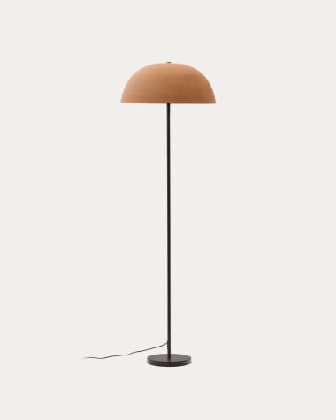 Lampadaire Nibla en métal noir et abat-jour avec effet terre cuite