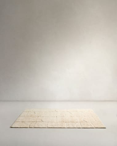 Nak ecru wool jacquard rug, 200 x 300 cm