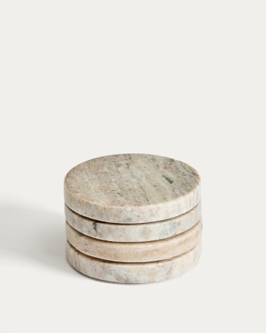 Ensemble de 4 sous-verres Zera en marbre beige