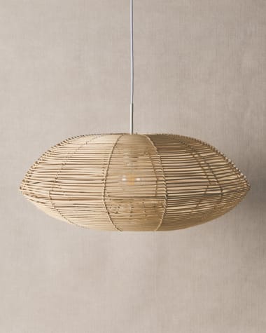 Flaro rattan ceiling lamp shade with light finish Ø70cm