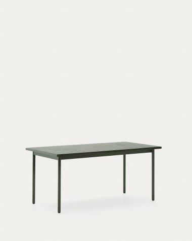 Maurina outdoor table in green galvanised steel with green tiles 182 x 91cm