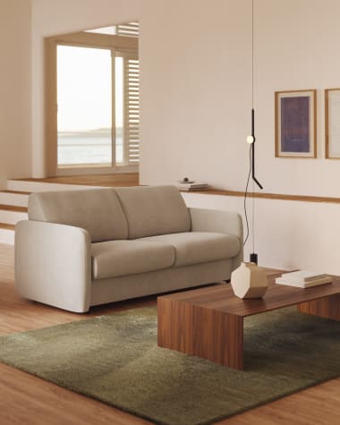 Nuala pearl-coloured 3-seater sofa bed, 204 cm