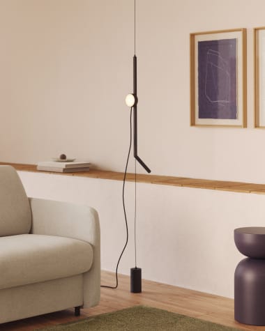 Orey black metal lamp stand with multi-position spotlight