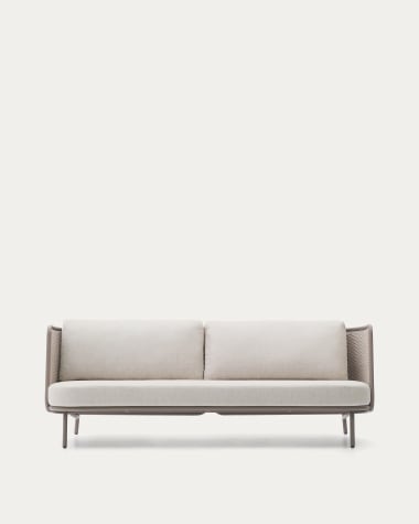 Sedalis outdoor 3-seater sofa in aluminium and taupe rope cord 210cm
