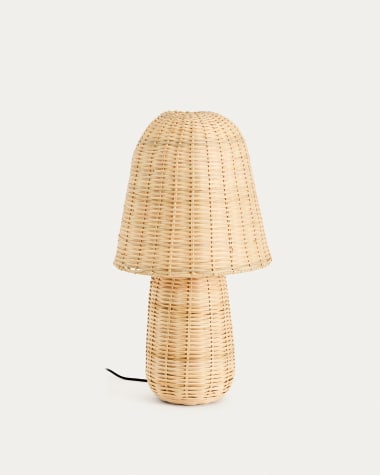 Neuda rattan table lamp with clear finish and UK adaptor