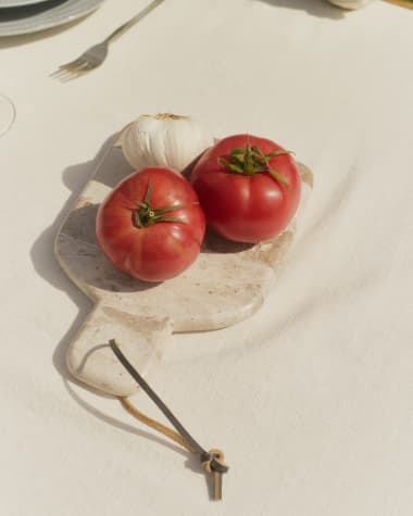 Suka small cutting board and beige marble knife set