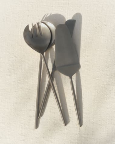 Crisps 2-piece cutlery set for salad silver