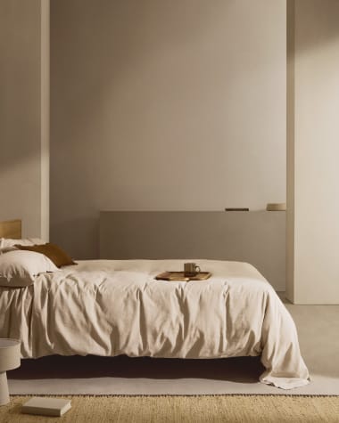 Σετ παπλωματοθήκη και μαξιλαροθήκη Simmel βαμβάκι και λινό, γκρι, για κρεβάτι 150 εκ