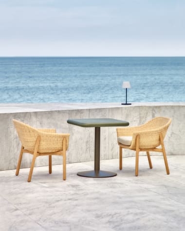 Τραπέζι outdoor Esilda με πράσινη τσιμεντένια επιφάνεια 70x70εκ. και πράσινη ατσάλινη βάση Ø55x72εκ.