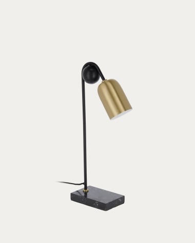 Natsumi table lamp in metal, wood and marble UK adapter