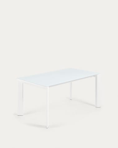 Axis white glass extendable table with white steel legs 160 (220) cm