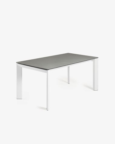 Axis porcelain extendable table in Hydra Lead finish with white legs 160 (220) cm