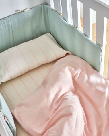 Set Gaitana Bettbezug, Spannbettlaken und Kissenbezug Bio-Baumwolle GOTS rosa 60 x 120 cm