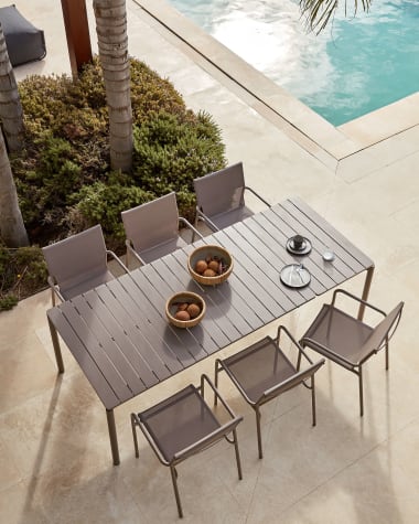 Zaltana extendable aluminium outdoor table with matt brown finish 180 (240) x 100 cm