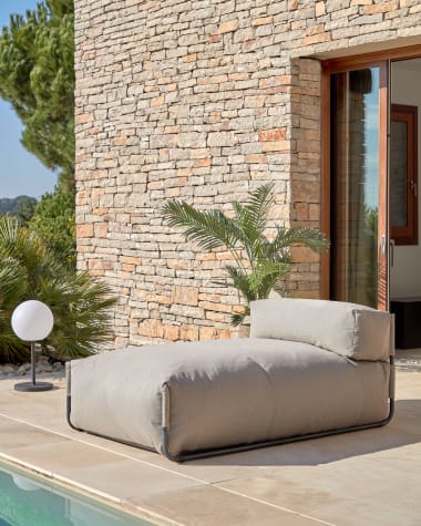Pufe-sofá modular longue com encosto exterior Square verde e alumínio preto 165 x 101 cm