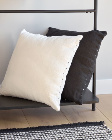 Housse de coussin Elmina 100% lin blanc 45 x 45cm