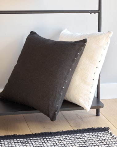 Housse de coussin Elmina 100% lin noir 45 x 45cm