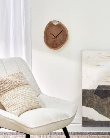 Rellotge de paret rodó Yuliana de fusta massissa d'acàcia Ø 30 x 35 cm