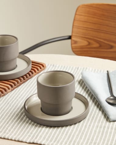 Thianela porcelain cup and saucer in grey