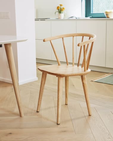 Trise MDF and solid rubber wood chair with natural lacquer