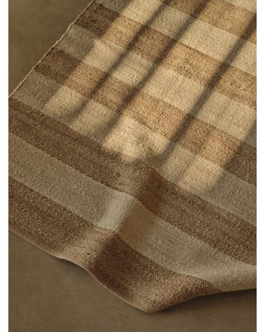 Rovira cotton and jute rug with stripes in natural and white, 160 x 230 cm