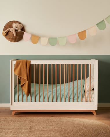 Maralis evolving cot made from solid beech wood with a white finish, 70 x 140 cm