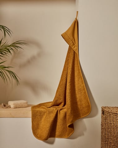 Asciugamano a mantellina per bebé Deya in cotone senape