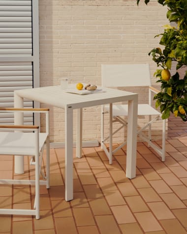 Culip aluminium outdoor table in powder coated white finish, 77 x 77 cm