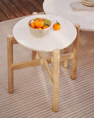 Table d'appoint Pola en ciment et bois d'eucalyptus Ø 50 cm FSC