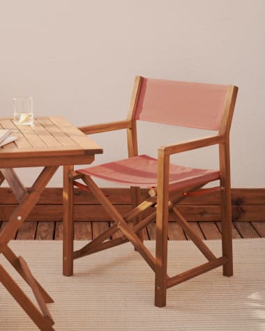 Cadira plegable d'exterior Thianna terracota i de fusta massissa d'acàcia FSC 100%