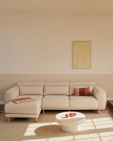 Sofa Singa 3-osobowa z lewym szezlongiem biała 296 cm
