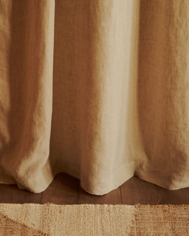 Rideau Marja en coton et lin beige 140 x 270 cm