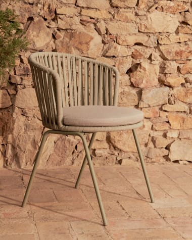 Saconca outdoor chair made with cord and green galvanised steel